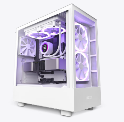 NZXT H5 Elite White, ATX, Tempered Glass, RGB - Vit