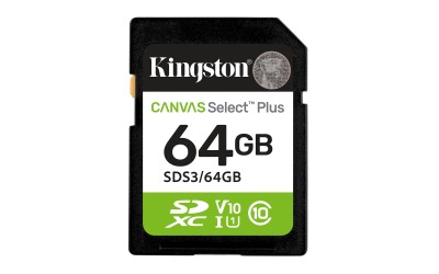 Secure Digital SDXC 64 GB Kingston Canvas Select Plus Gen3, 100 MB/sek läs, Class 10, A1, UHS-I U1#1
