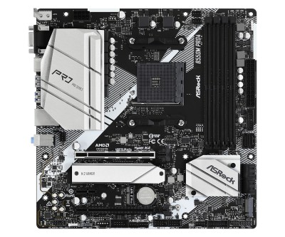 ASRock B550M Pro4, AMD Socket AM4, B550, MicroATX, 4xDDR4, 2xPCI Express, 2xM.2 + SATA3 RAID, VGA/HDMI/DP, USB-C, 7.1 audio, GigaLAN