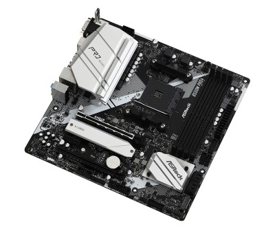 ASRock B550M Pro4, AMD Socket AM4, B550, MicroATX, 4xDDR4, 2xPCI Express, 2xM.2 + SATA3 RAID, VGA/HDMI/DP, USB-C, 7.1 audio, GigaLAN#2