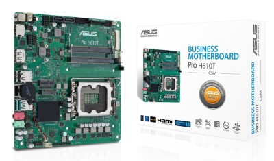 Asus PRO H610T-CSM, Intel LGA1700, PCI Express, Thin Mini-ITX, 2xDDR5, M.2 + SATA3, HDMI/DP/LVDS, USB 3.2, GigaLAN#1