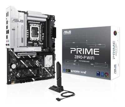 Asus PRIME Z890-P WIFI, Intel LGA1851, ATX, 4xPCI Express, 4xDDR5, 4xM.2 + SATA3 RAID, HDMI/DP, USB-C, 2.5Gbe LAN, WiFi 7, Bluetooth 5.4, Aura Sync RGB
