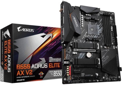 Gigabyte B550 AORUS ELITE AX V2, AMD Socket AM4, ATX, 4xDDR4, 3xPCI Express, 2xM.2 + SATA3 RAID, HDMI/DP, USB-C, 2.5GbE LAN, WiFi 6, Bluetooth 5, RGB Fusion 2.0