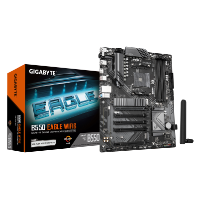 Gigabyte B550 EAGLE WIFI6, AMD Socket AM4, ATX, 4xDDR4, 3xPCI Express, 2xM.2 + SATA3 RAID, HDMI/DP, USB-C, GigaLAN, WiFi 6, Bluetooth 5.3, RGB Fusion