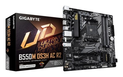 Gigabyte B550M DS3H AC R2, AMD Socket AM4, MicroATX, 4xDDR4, 2xPCI Express, 2xM.2 + SATA3 RAID, HDMI/DP, USB 3.2, GigaLAN, WiFi 5, Bluetooth 5.0, RGB Fusion#1