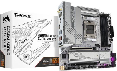Gigabyte B650M AORUS ELITE AX ICE, AMD AM5, PCI Express, MicroATX, 4xDDR5, 2xM.2 + SATA3 RAID, HDMI/DP, USB-C, 2.5Gbe LAN, WiFi 6E, Bluetooth 5.3, RGB Fusion