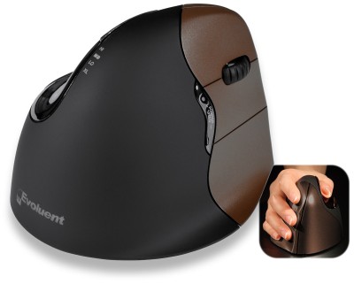 Evoluent Vertical Mouse 4 Wireless Small, högerhänt - Svart/Brun