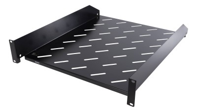 19" Fast hylla, 2U, Deltaco, ventilationshål - Svart#1