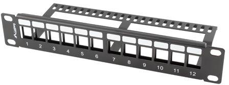 10" Patchpanel Lanberg, 12 portar, Keystone, 1U, metall - Svart
