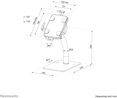 Bordsfäste Neomounts DS15-625WH1 Lockable Universal Tablet Desk Stand, 7.9-11" surfplattor - Vit#12