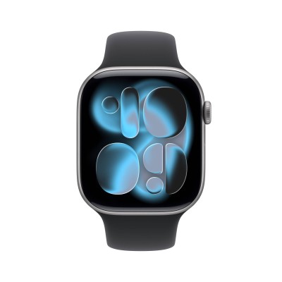 Apple Watch Series 11 GPS 46mm Rymdgrå Aluminiumboett med Svart Sportband - M/L#2