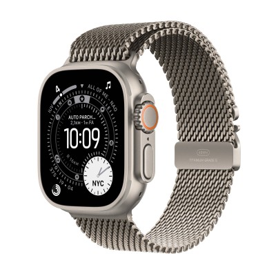 Apple Watch Ultra 3&nbsp;GPS + Cellular&nbsp;49mm&nbsp;Naturlig Titanboett med Naturlig Milanesisk loop - Small#1