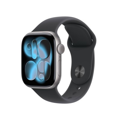 Apple Watch Series 11 GPS + Cellular 42mm Rymdgrå Aluminiumboett med Svart Sportband - M/L#1