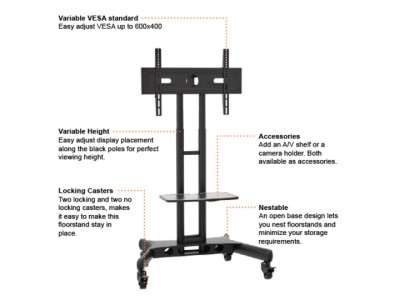 Multibrackets Floorstand Public Basic 150, 32-60", max 50 kg, inkl. hylla#3