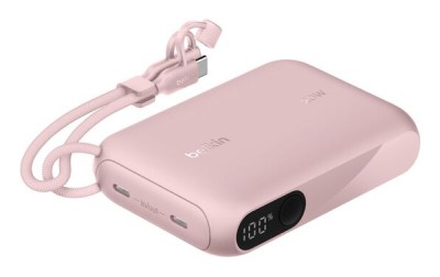 Belkin BoostCharge Power Bank, 10000mAh, 20W PD, 2xUSB-C, display - Rosa