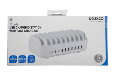 USB-laddningsstation för 10 enheter, 7xUSB-A 2,4 A, 3xUSB-C PD 20W - Vit#2