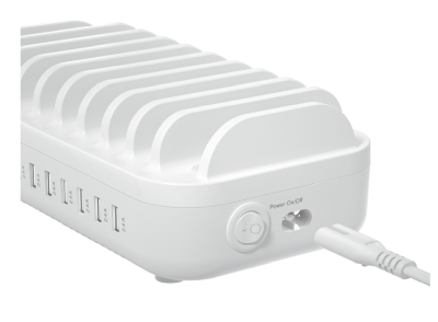 USB-laddningsstation för 10 enheter, 7xUSB-A 2,4 A, 3xUSB-C PD 20W - Vit#4