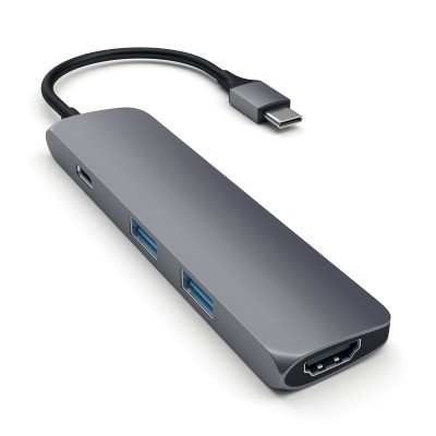 Multi-adapter Satechi Slim, USB-C till HDMI 4K/2xUSB 3.0/USB-C - Rymdgrå#2