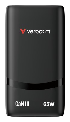 Väggladdare Verbatim Fold 'n' Go GaN Charger 65W, 2xUSB-C - Svart