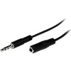 Förlängningsljudkabel stereo 3,5 mm, slim, 1 meter - Svart