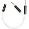 Deltaco 2x 3.5mm 3pol till 1x 3.5mm 4pol audioadapter - Vit#1