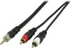 DELTACO ljudkabel 3,5mm ha - 2xRCA ha, guldplätterad, 1m#1