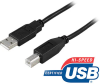 USB 2.0-kabel A ha till B ha, 1 meter - Svart