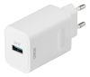 DELTACO USB-A väggladdare med snabbladdning 24W - vit#1