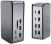 eSTUFF USB4 Pro Dual Dock, dual 8K@30Hz, HDMI/DP, 2xUSB-C/5xUSB 3.0, LAN, ljud, kortläsare, 100W PD pass-through